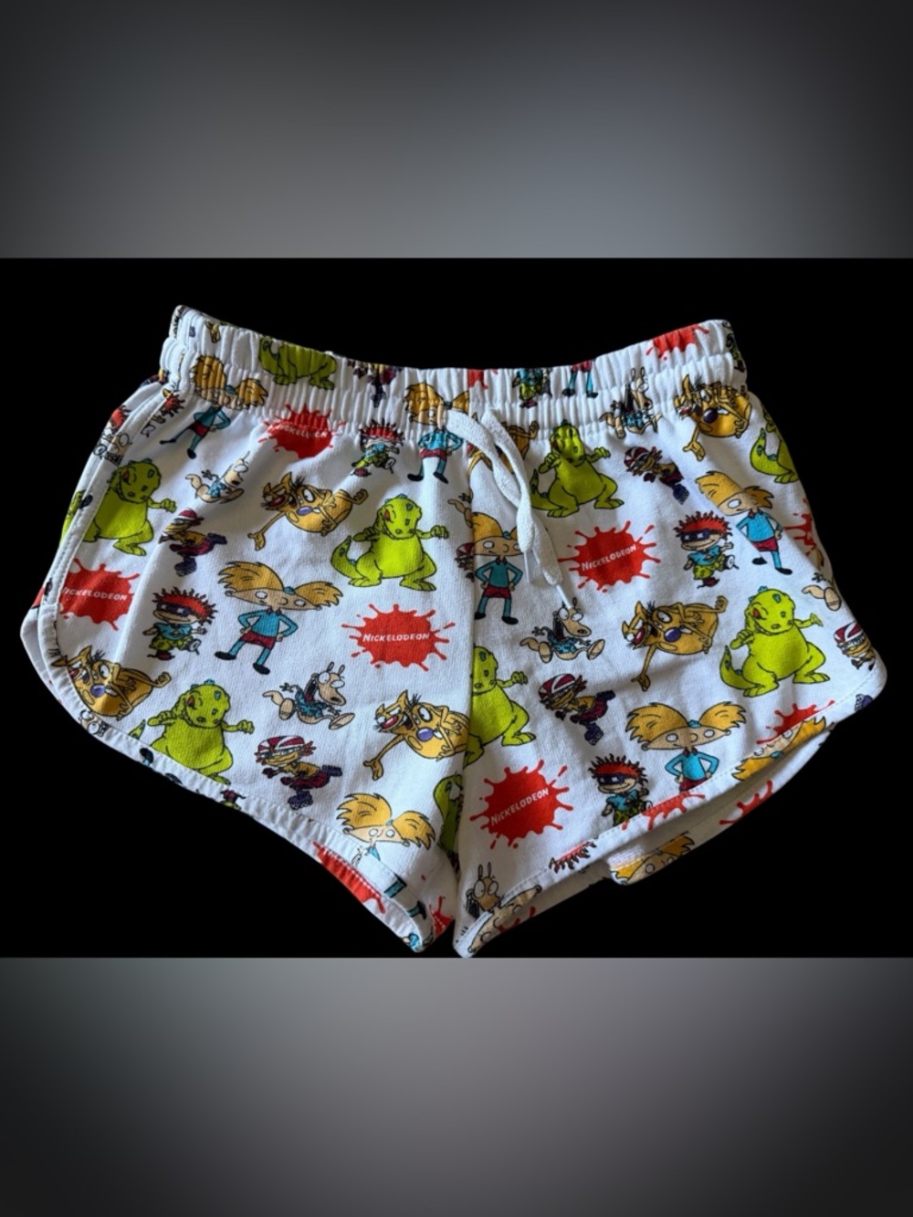 Nickelodeon White Lounge Shorts with Multicolor Character Print